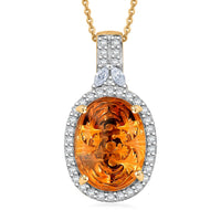 Certified & Appraised D'Joy Premium Brazilian Citrine and Moissanite 9.55 ctw Pendant Necklace in 18K Vermeil Yellow Gold Over Sterling Silver (20 Inches)