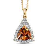 Certified & Appraised D'Joy Premium Fancy Cut Brazilian Citrine and Moissanite 3.03 ctw Pendant Necklace in 18K Vermeil Yellow Gold Over Sterling Silver (20 Inches)