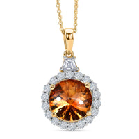 Certified & Appraised D'Joy Premium Brazilian Citrine, Moissanite Pendant Necklace (20 Inches) in 18K Vermeil YG Over Sterling Silver 3.80 ctw