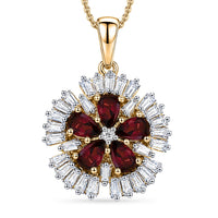 D'Joy Premium Malawi Magenta Garnet, Moissanite Pendant Necklace (20 Inches) in 18K Vermeil YG Over Sterling Silver 2.50 ctw
