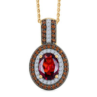 D'Joy Premium Malawi Magenta Garnet, Champagne Zircon and White Zircon Pendant Necklace (20 Inches) in 18K Vermeil YG Over Sterling Silver 2.00 ctw