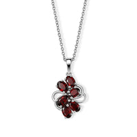 EverTrue Mozambique Garnet 3.40 ctw Pendant Necklace (20 Inches) in Stainless Steel