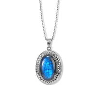 EverTrue Malagasy Labradorite Pendant Necklace (20 Inches) in Stainless Steel 34.60 ctw
