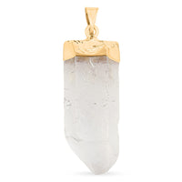 Clear Quartz Point Pendant in Goldtone with Stainless Steel Necklace (20 Inches) 45.00 ctw