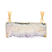Horizontal Amethyst Double Bail Elegant Pendant in Goldtone with Stainless Steel Necklace (20 Inches) 38.00 ctw