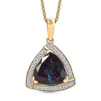 D'Joy Lab Grown Alexandrite and Moissanite 4.00 ctw Pendant Necklace in 18K Vermeil Yellow Gold Over Sterling Silver 20 Inches