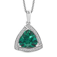 D'Joy Lab Grown Emerald and Moissanite 4.00 ctw Pendant Necklace in Rhodium Over Sterling Silver 20 Inches