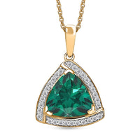 D'Joy Lab Grown Emerald and Moissanite 4.00 ctw Pendant Necklace in 18K Vermeil Yellow Gold Over Sterling Silver 20 Inches