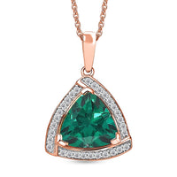 D'Joy Lab Grown Emerald and Moissanite 4.00 ctw Pendant Necklace in 18K Vermeil Rose Gold Over Sterling Silver 20 Inches