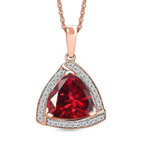 D'Joy Lab Grown Padparadscha Sapphire and Moissanite Pendant Necklace in 18K Vermeil Rose Gold Over Sterling Silver 20 Inches 4.00 ctw