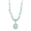D'Joy AAA Larimar and Diamond 63.00 ctw Ocean Glow Halo Pendant Necklace in Rhodium Over Sterling Silver 20 Inches (Ships. in 8-10 Days) - Sticky add to cart bar