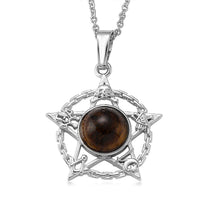 Yellow Tigers Eye Pendant in Silvertone with Stainless Steel Necklace (20 Inches) 8.00 ctw