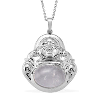 White Crystal Quartz Pendant in Silvertone with Stainless Steel Necklace (20 Inches) 20.00 ctw