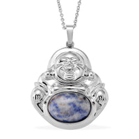White Crystal Quartz Pendant in Silvertone with Stainless Steel Necklace (20 Inches) 20.00 ctw