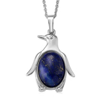 Lapis Lazuli 15.00 ctw Pendant in Silvertone with Stainless Steel Necklace 20 Inches