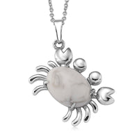 White Howlite 25.00 ctw Pendant in Silvertone with Stainless Steel Necklace 20 Inches
