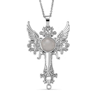 White Crystal Quartz Pendant in Silvertone with Stainless Steel Necklace (20 Inches) 12.00 ctw