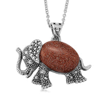 Gold Sandstone Pendant in Silvertone with Stainless Steel Necklace (20 Inches) 15.00 ctw