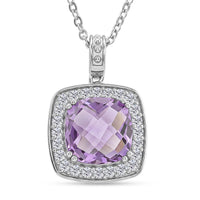 Rose De France Amethyst and White Corundum 6.00 ctw Pendant Necklace in Rhodium Over Sterling Silver 18-20 Inches