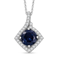 D'Joy Premium Catalina Iolite, Moissanite Pendant Necklace (20 Inches) in Rhodium Over Sterling Silver 1.80 ctw