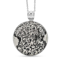 Hand Polished Paint Brush Jasper 40.00 ctw Pendant in Silvertone with Stainless Steel Necklace 20 Inches