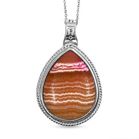 Argentinian Rhodochrosite 50.00 ctw Pendant in Silvertone with Stainless Steel Necklace 20 Inches