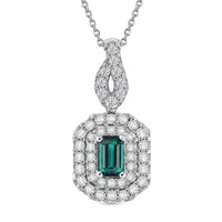 Certified & Appraised D'Joy Premium Monte Belo Indicolite and Moissanite 1.25 ctw Pendant Necklace in Rhodium Over Sterling Silver (20 Inches)