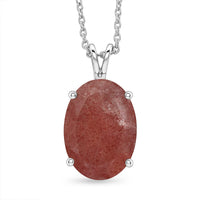 D'Joy Premium Tanzanian Natronite Pendant Necklace (18 Inches) in Rhodium Over Sterling Silver 10.25 ctw