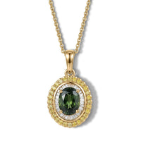 Epic Deal Luxoro 10K Yellow Gold Premium Malawi Green Sapphire, White and Yellow Diamond (I2) (0.35 cts) Majestic Sunburst Pendant Necklace (20 Inches) 2.00 ctw