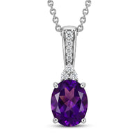 D'Joy AAA Zambian Amethyst, Moissanite Pendant Necklace (20 Inches) in Rhodium Over Sterling Silver 1.75 ctw