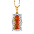 D'Joy Fire Opal and White Zircon 1.80 ctw Pendant Necklace (20 inches) in 14K Yellow Gold Over Sterling Silver - Sticky add to cart bar