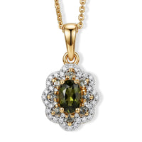 D'Joy Premium Green Sapphire and Moissanite 0.90 ctw Pendant Necklace (20 Inches) in 18K Vermeil Yellow Gold Over Sterling Silver