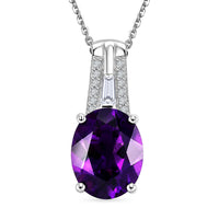D'Joy Premium Moroccan Amethyst, Moissanite Royal Frame Pendant Necklace (20 Inches) in Rhodium Over Sterling Silver 2.50 ctw