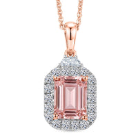 Certified & Appraised 10K Rose Gold Premium Pink Morganite, Luxuriant Lab Grown Diamond (G-H, SI) (0.40 cts) Pendant Necklace (20 Inches) 1.80 ctw