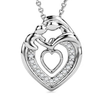 D'Joy Moissanite Pendant Necklace (20 Inches) in Rhodium Over Sterling Silver 0.10 ctw