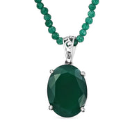EverTrue Verde Onyx Pendant in Platinum Bond with Starling Silver Beaded Necklace (20 Inches) 68.00 ctw