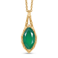 EverTrue Verde Onyx Pendant in 18K YG Plated with ION Plated YG Stainless Steel Necklace (20 Inches) 3.50 ctw