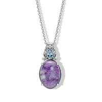 EverTrue Purple Dyed Opal, Multi Gemstone Pendant Necklace (20 Inches) in Stainless Steel 10.65 ctw