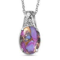EverTrue Mojave Purple Turquoise 5.80 ctw Pendant Necklace in Stainless Steel 20 Inches