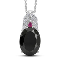 EverTrue Thai Black Spinel, Multi Gemstone Pendant in Platinum Bond with Stainless Steel Necklace (20 Inches) 20.35 ctw