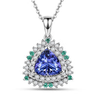 Certified & Appraised D'Joy Tanzanite, Multi Gemstone Pendant Necklace in Rhodium Over Sterling Silver (20 Inches) (Ships in 5-7 Days) 1.75 ctw