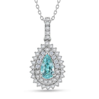Certified & Appraised Rhapsody 950 Platinum AAAA Paraiba Tourmaline, Diamond (E-F, VS) (0.61 cts) Pendant Necklace (20 Inches) (Ships in 5-7 Days) 1.34 ctw