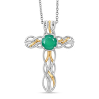 EverTrue Verde Onyx Pendant in 18K YG Plated and Platinum Bond with Stainless Steel Necklace (20 Inches) 1.75 ctw