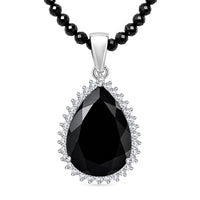 EverTrue Thai Black Spinel, White Zircon Pendant with Beaded Necklace (20 Inches) in 18K YG Plated and Platinum Bond 56.30 ctw