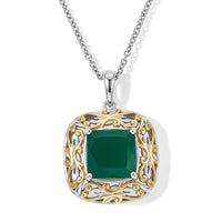 EverTrue Green Onyx Pendant in 18K YG Plated and Platinum Bond with Stainless Steel Necklace (20 Inches) 5.00 ctw