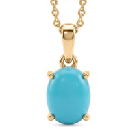 10K Yellow Gold Premium Sleeping Beauty Turquoise 1.10 ctw Pendant in 18K Vermeil YG Over Sterling Silver Necklace (20 Inches)
