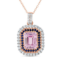 D'Joy Premium Martha Rocha Kunzite, Multi Gemstone Pendant Necklace (20 Inches) in 18K Vermeil RG Over Sterling Silver 3.90 ctw