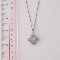 Aquamarine and Simulated Diamond 5.00 ctw Pendant in Silvertone with Stainless Steel Necklace (20 Inches)