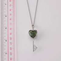 Chrome Diopside and Simulated Diamond Pendant in Silvertone with Stainless Steel Necklace (20 inches) 36.00 ctw