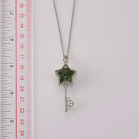 Chrome Diopside and Simulated Diamond 36.00 ctw Pendant in Silvertone with Stainless Steel Necklace (20 inches)